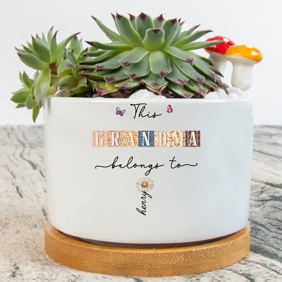 Personalized Grandma Birth Month Flower Plant Pot - Mother's Day Gift Idea For Grandma/Mom - Up to 12 Kids