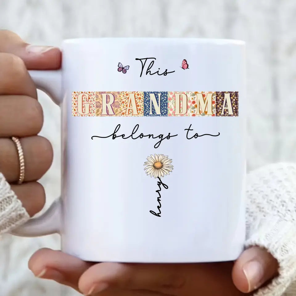 Personalized Flower Coffee Mug - Up to 8 Kids - Mother's Day Gift Idea for Grandma/Mom - This Mom/Grandma Belongs To