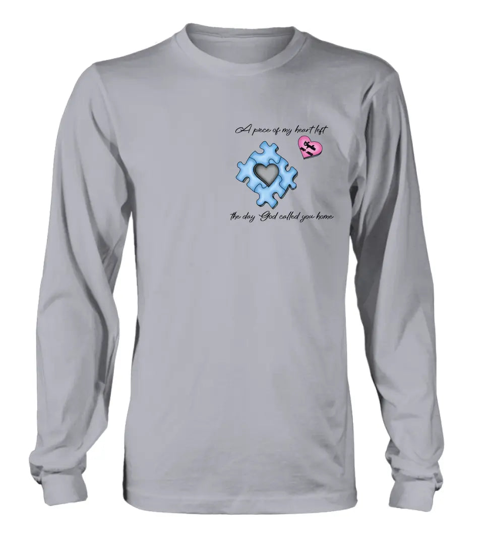 Personalized Memorial Shirt/Hoodie - Memorial Gift Idea for Mother's Day/Father's Day - A Piece Of My Heart Left The Day God Called You Home