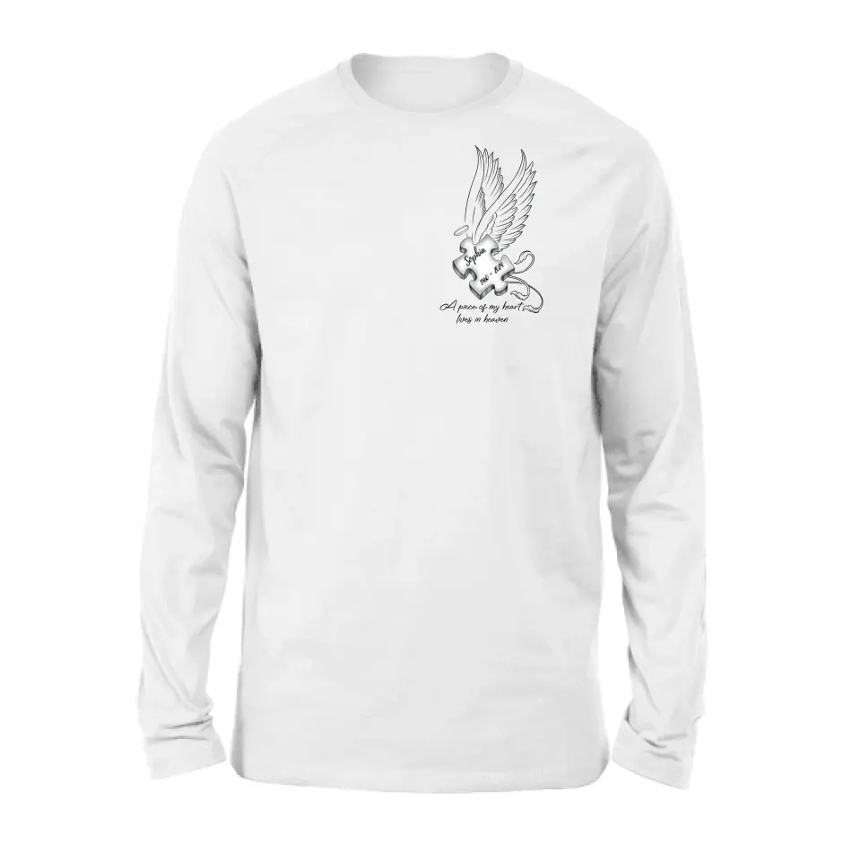 Personalized Memorial Piece Shirt/Hoodie - Memorial Gift Idea For Family Member/Mother's Day/Father's Day - A Piece Of My Heart Lives In Heaven