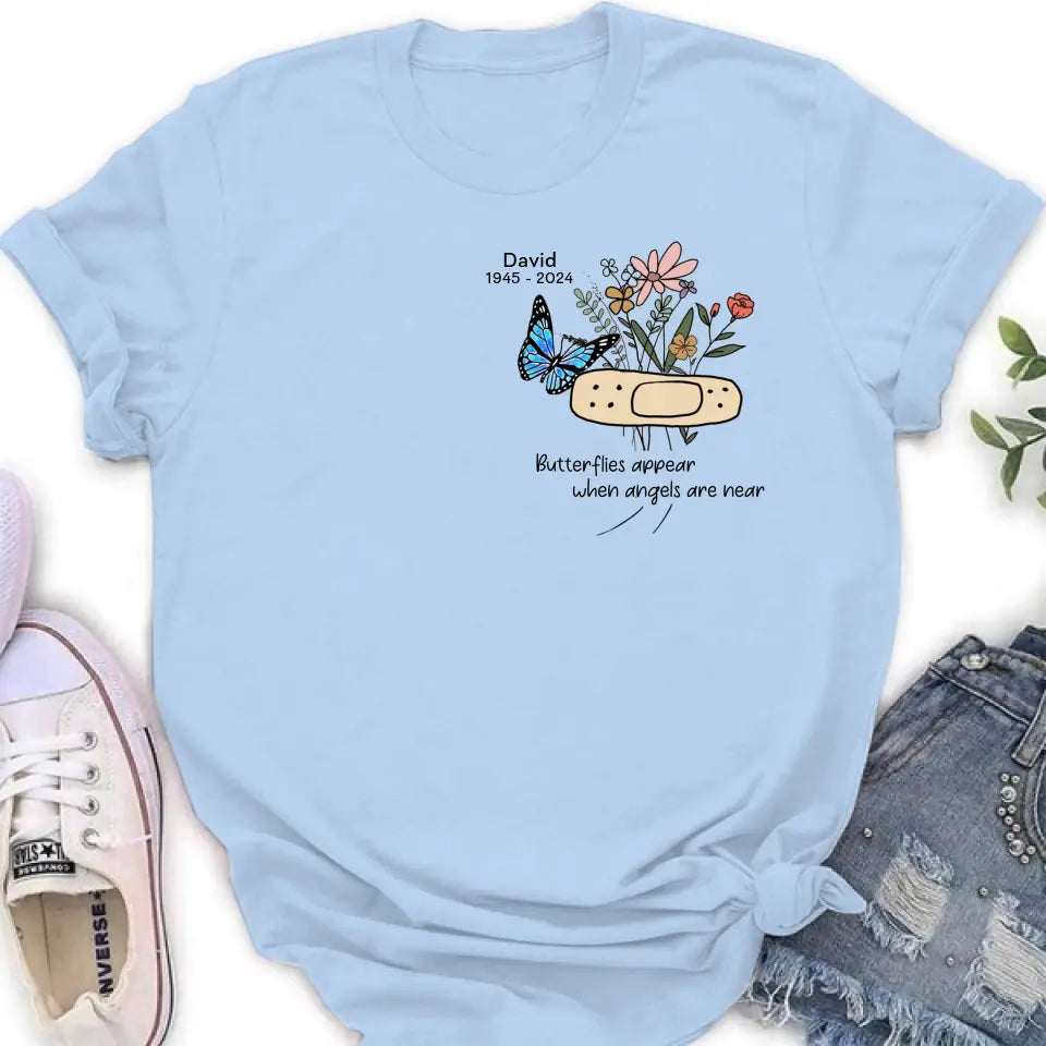 Personalized Memorial Unisex T-shirt/Long Sleeve/Sweatshirt/Hoodie - Memorial Gift Idea - Butterflies Appear When Angels Are Near