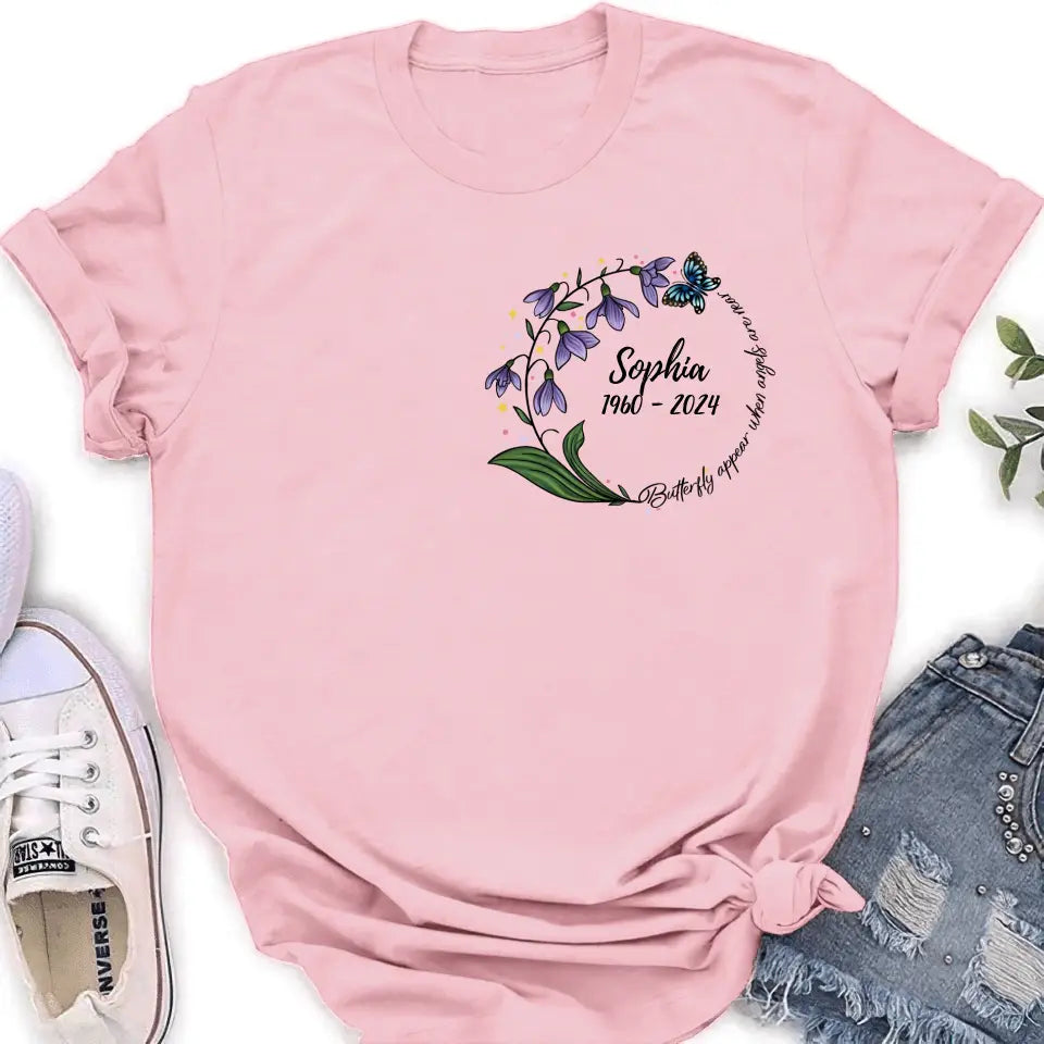 Personalized Memorial T-shirt/Long Sleeve/Sweatshirt/Pullover Hoodie - Memorial Gift - Butterflies Appear When Angels Are Near