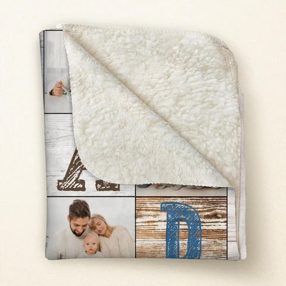 Personalized Father's Day Throw Fleece Blanket - Upload Photos - Dad I Hope Every Time You Snuggle This Blanket It Reminds You How Much I Love You