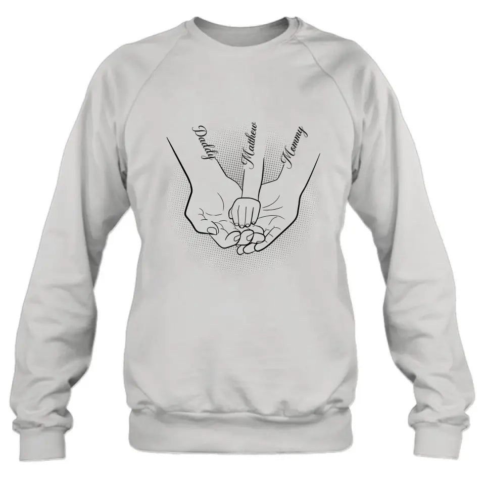 Personalized Family Hand In Hand Shirt/Hoodie - Mother's Day/Father's Day Gift Idea - Up to 3 Kids