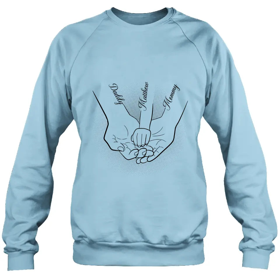 Personalized Family Hand In Hand Shirt/Hoodie - Mother's Day/Father's Day Gift Idea - Up to 3 Kids