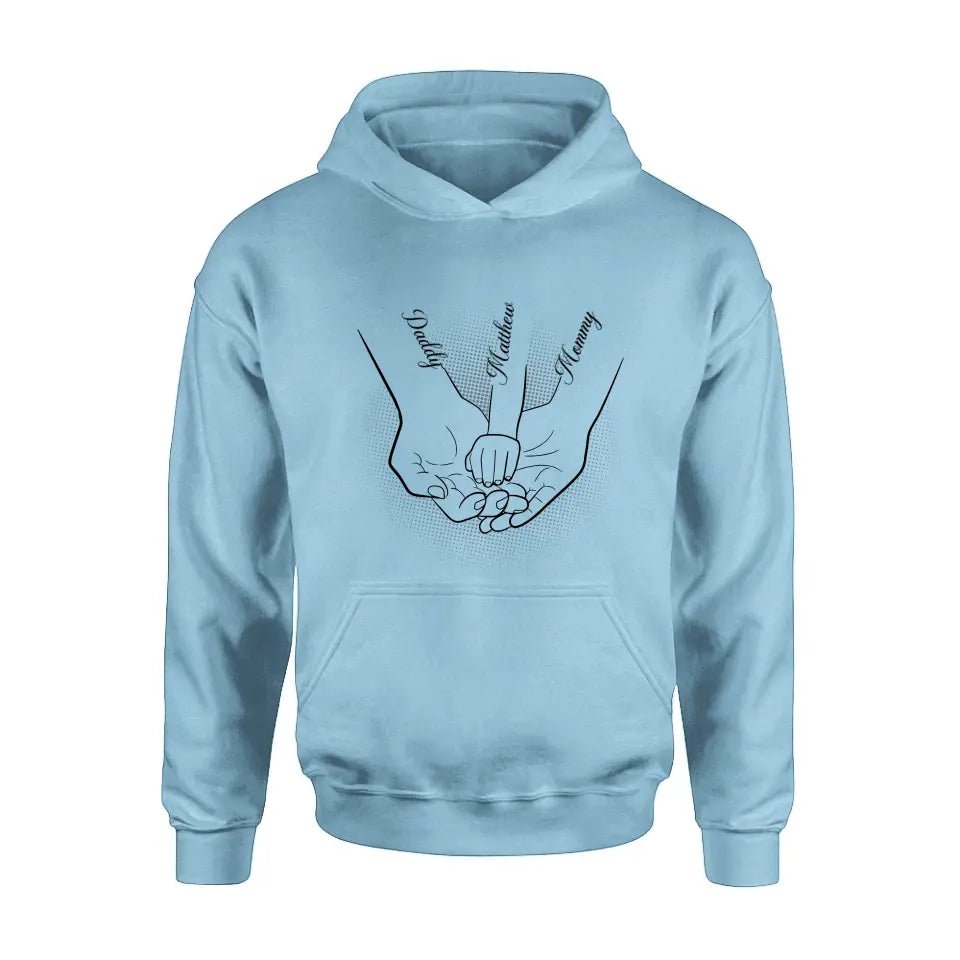 Personalized Family Hand In Hand Shirt/Hoodie - Mother's Day/Father's Day Gift Idea - Up to 3 Kids