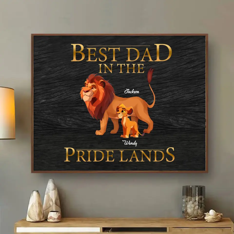 Personalized Lion Poster - Up to 7 Children - Father's Day Gift Idea for Dad - Best Dad In The Pride Lands