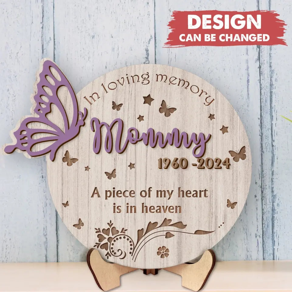 Personalized Memorial Butterfly Wooden Art - Father's Day/Mother's Day Gift Idea for Family - God Has You In His Arms I Have You In My Heart