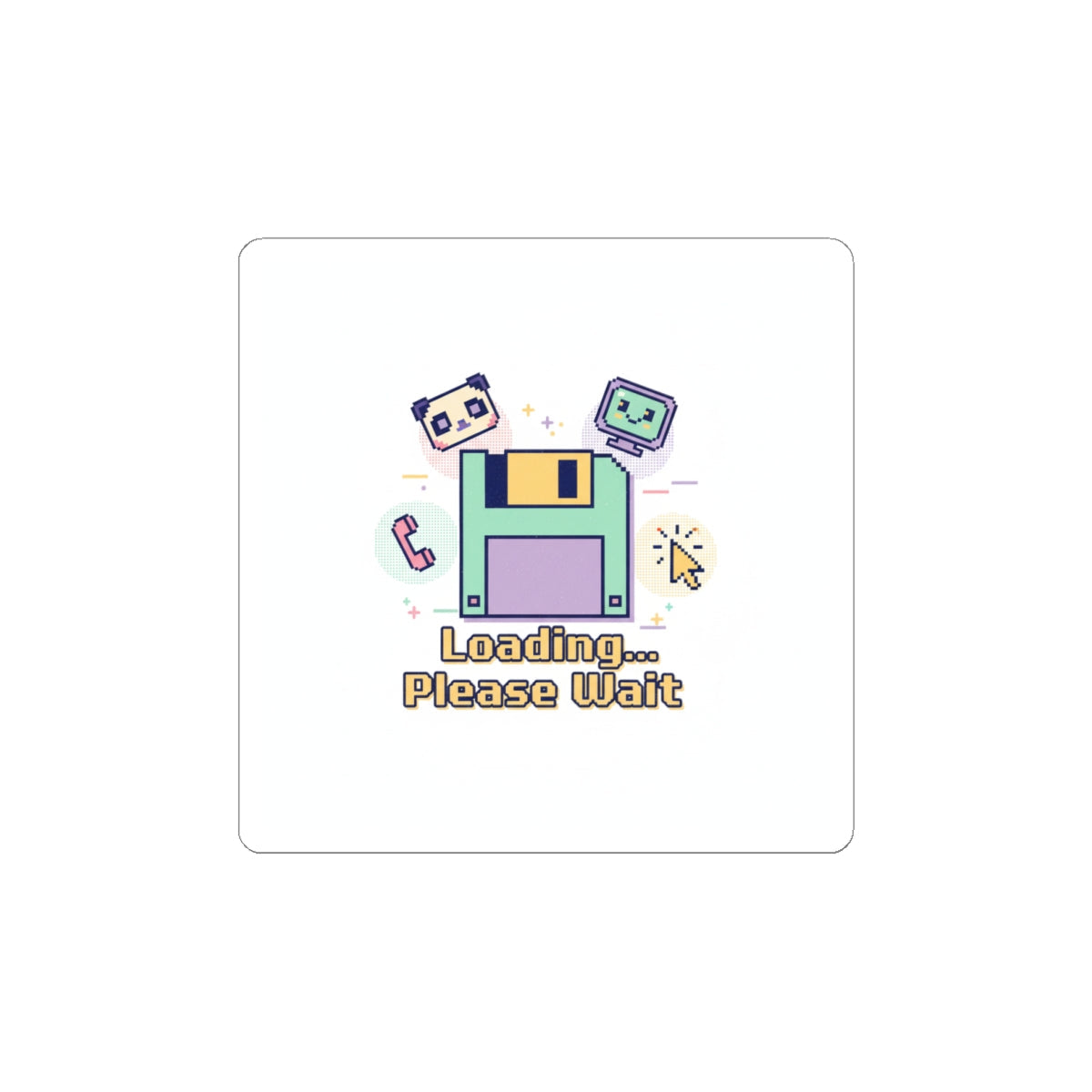 Loading Please Wait Floppy Disk Sticker | Old Internet Aesthetic, 90s Web Nostalgia
