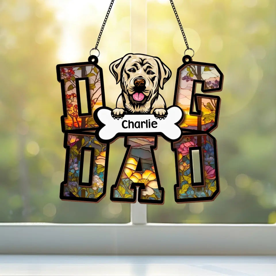 Personalized Dog Hanging Suncatcher Ornament - Father's Day/Mother's Day Gift Idea for Dog Lovers