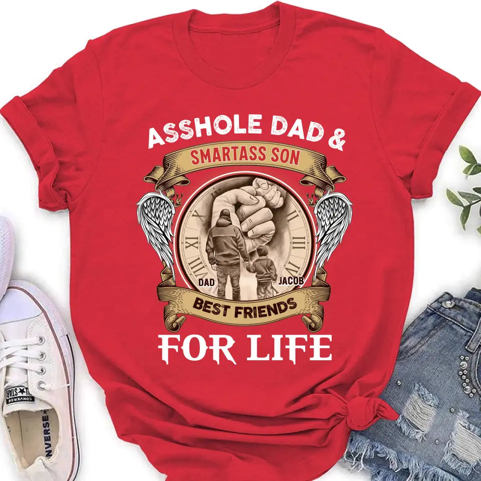 Personalized Dad Shirt/Hoodie - Father's Day Gift Idea - Asshole Dad & Smartass Son Best Friends For Life
