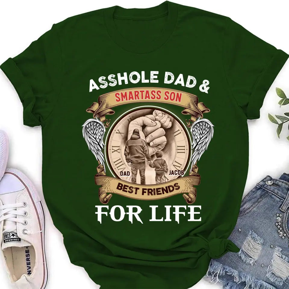 Personalized Dad Shirt/Hoodie - Father's Day Gift Idea - Asshole Dad & Smartass Son Best Friends For Life