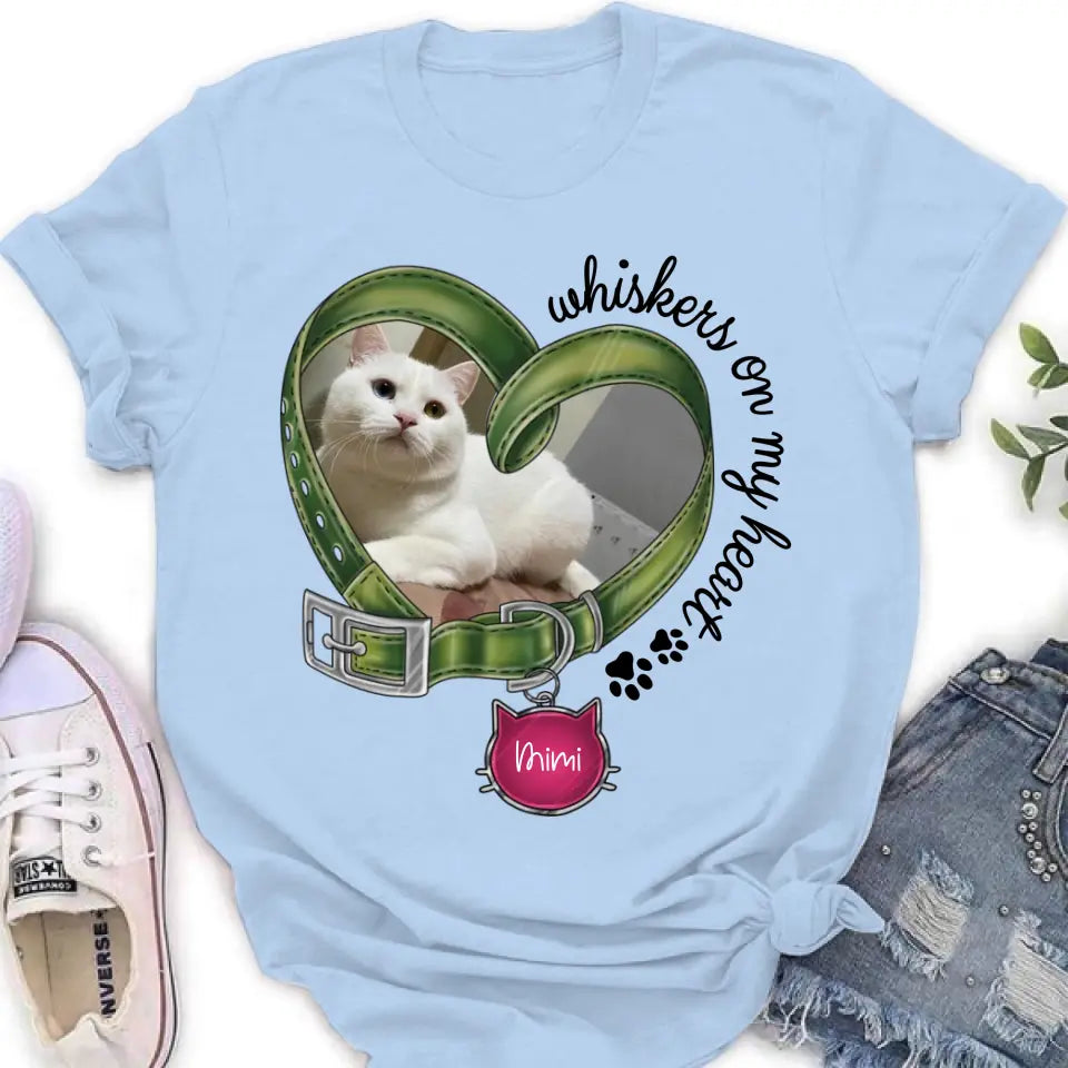 Personalized Memorial Cat Photo Shirt/Hoodie - Memorial Gift Idea - Whiskers On My Heart