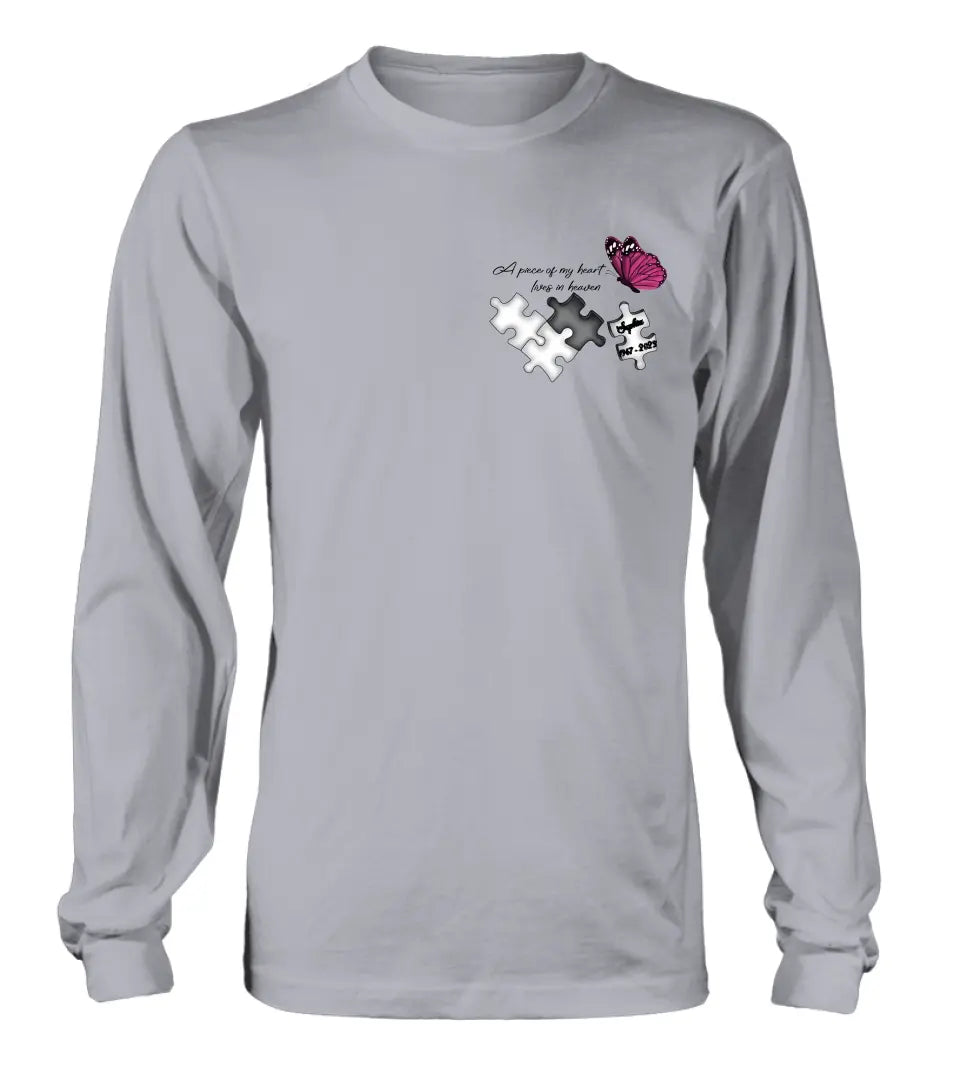 Personalized Memorial Shirt/Hoodie - Memorial Gift Idea for Mother's Day/Father's Day - A Piece Of My Heart Lives In Heaven