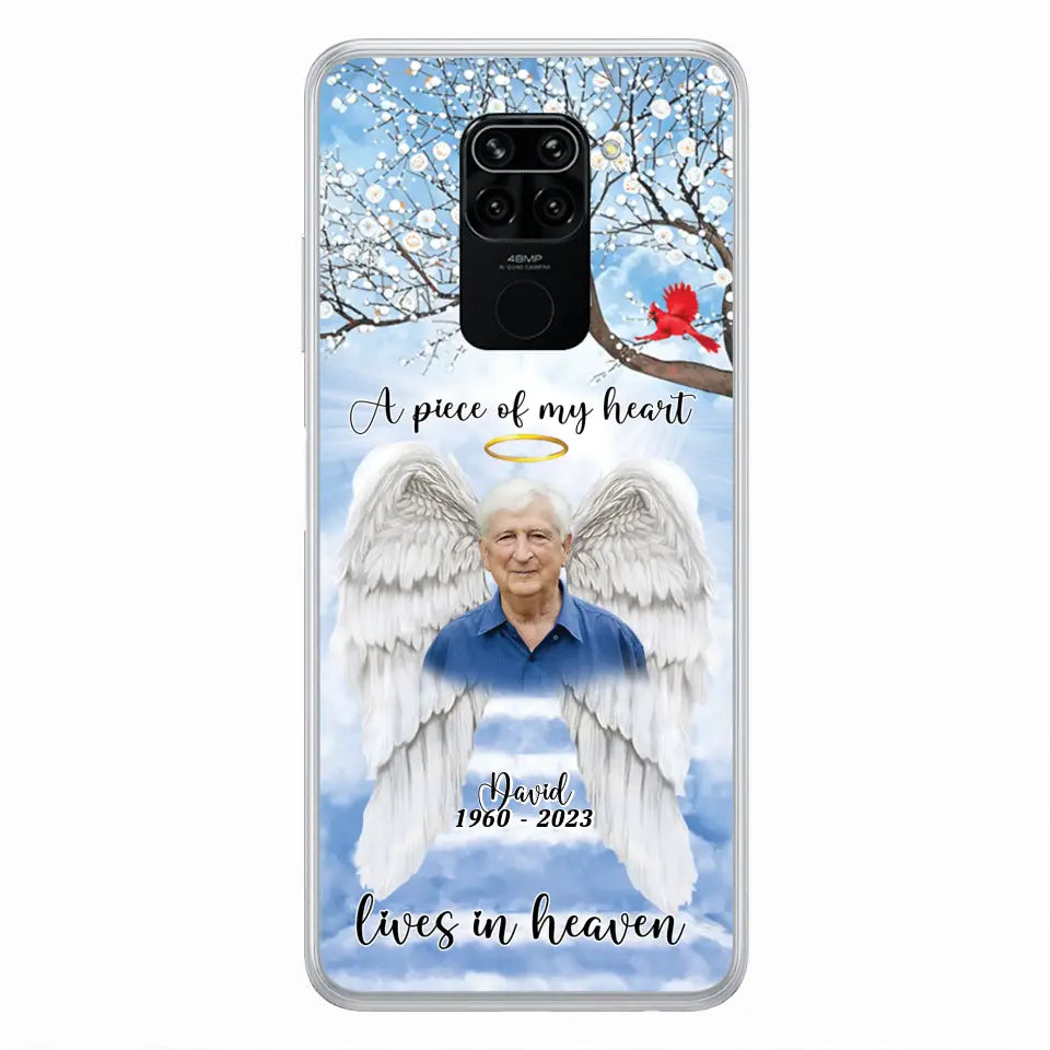 Custom Personalized Memorial Wings Upload Photo Phone Case - Memorial Gift Idea - A Piece Of My Heart Lives In Heaven - Case for Xiaomi/ Huawei/ Oppo