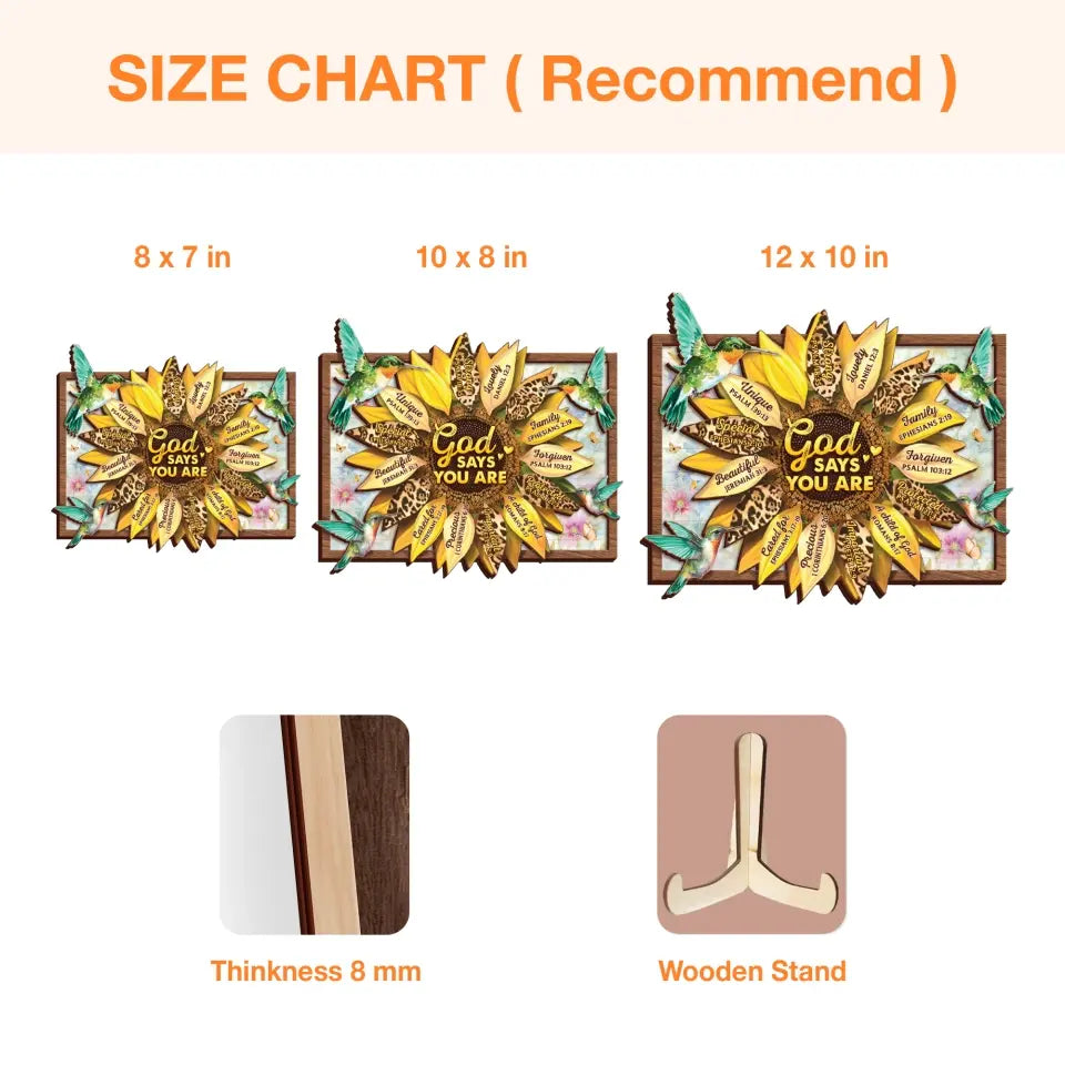 Personalized Sunflower 2 Layered Wooden Art - Gift Idea For Friends/Mother/Daughter/Teacher - God Says You Are