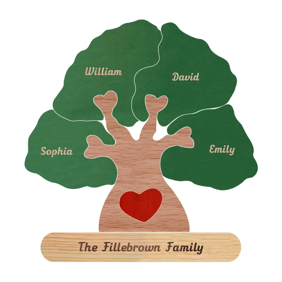 Personalized Family Tree Wooden Puzzle - Up to 10 People - Gift Idea for Family