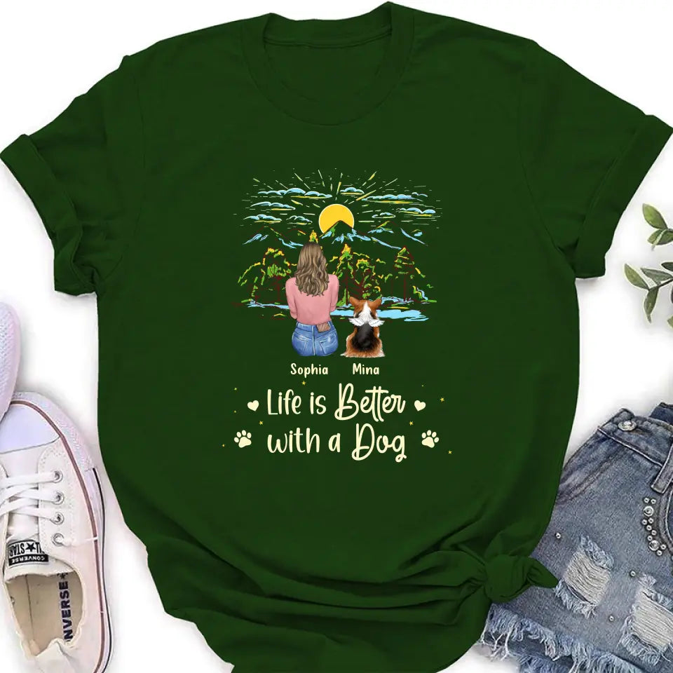Personalized Pet Shirt/Hoodie - Up to 4 Dogs/Cats/Rabbits - Gift Idea For Pet Lover/Father's Day/Mother's Day - Life Is Better With Dogs