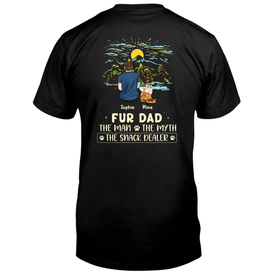 Personalized Cat Dad Shirt/Hoodie - Up to 4 Cats - Gift Idea For Father's Day/Cat Lover - Fur Dad The Man The Myth The Snack Dealer