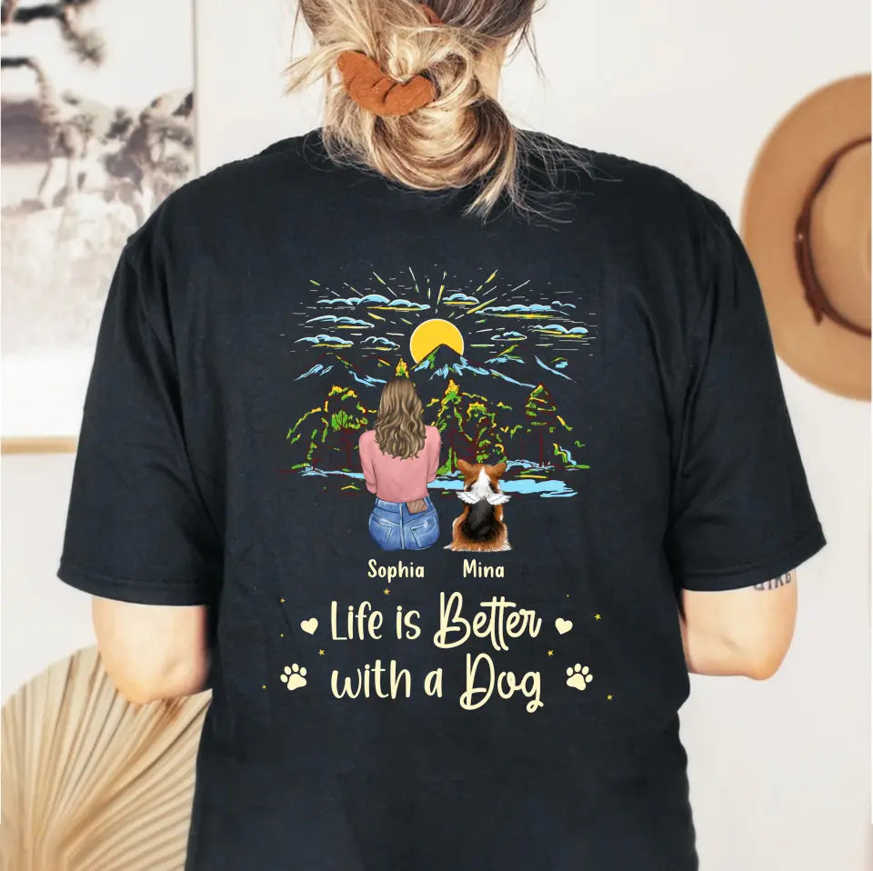 Personalized Pet Shirt/Hoodie - Up to 4 Dogs/Cats/Rabbits - Gift Idea For Pet Lover/Father's Day/Mother's Day - Life Is Better With Dogs