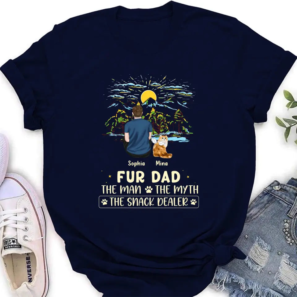Personalized Cat Dad Shirt/Hoodie - Up to 4 Cats - Gift Idea For Father's Day/Cat Lover - Fur Dad The Man The Myth The Snack Dealer