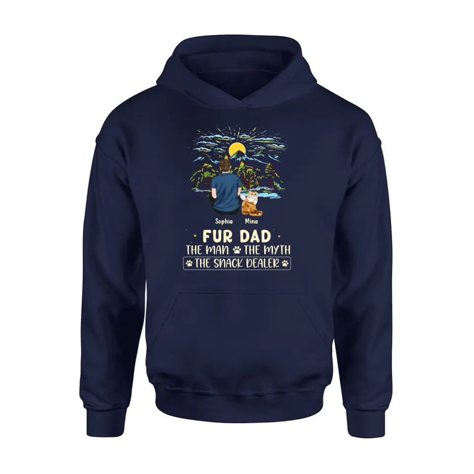 Personalized Cat Dad Shirt/Hoodie - Up to 4 Cats - Gift Idea For Father's Day/Cat Lover - Fur Dad The Man The Myth The Snack Dealer