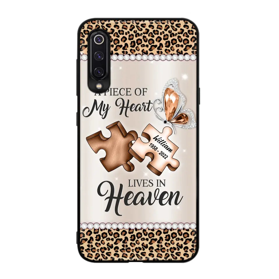 Custom Personalized Memorial Leopard Phone Case - Memorial Gift Idea for Family Member/ Father's Day/ Mother's Day - Case for Xiaomi/ Oppo/ Huawei - A Piece Of My Heart Lives In Heaven