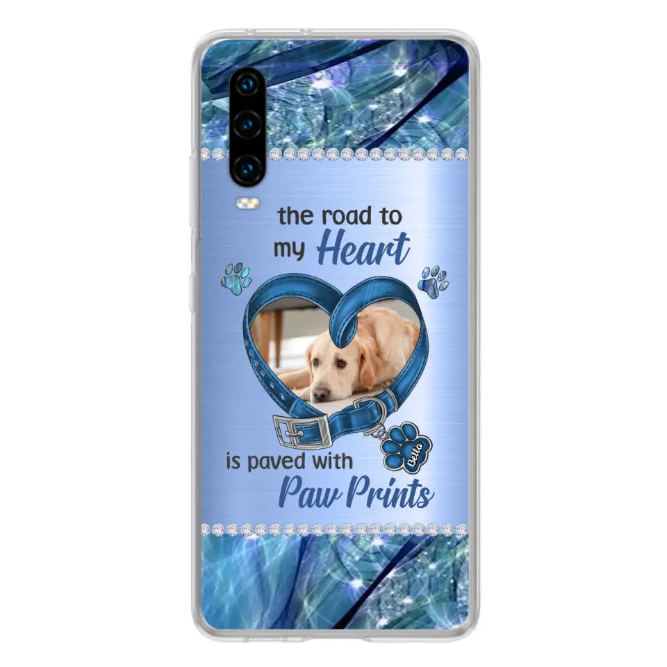 Custom Personalized Memorial Dog Collar Phone Case - Upload Photo - Memorial Gift Idea For Dog Owner - The Road To My Heart Is Paved With Paw Prints - Case for Xiaomi/ Oppo/ Huawei
