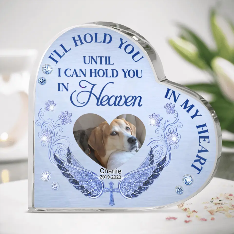 Personalized Memorial Dog Heart Shaped Acrylic Plaque - Upload Photo - Gift Idea For Dog Lover