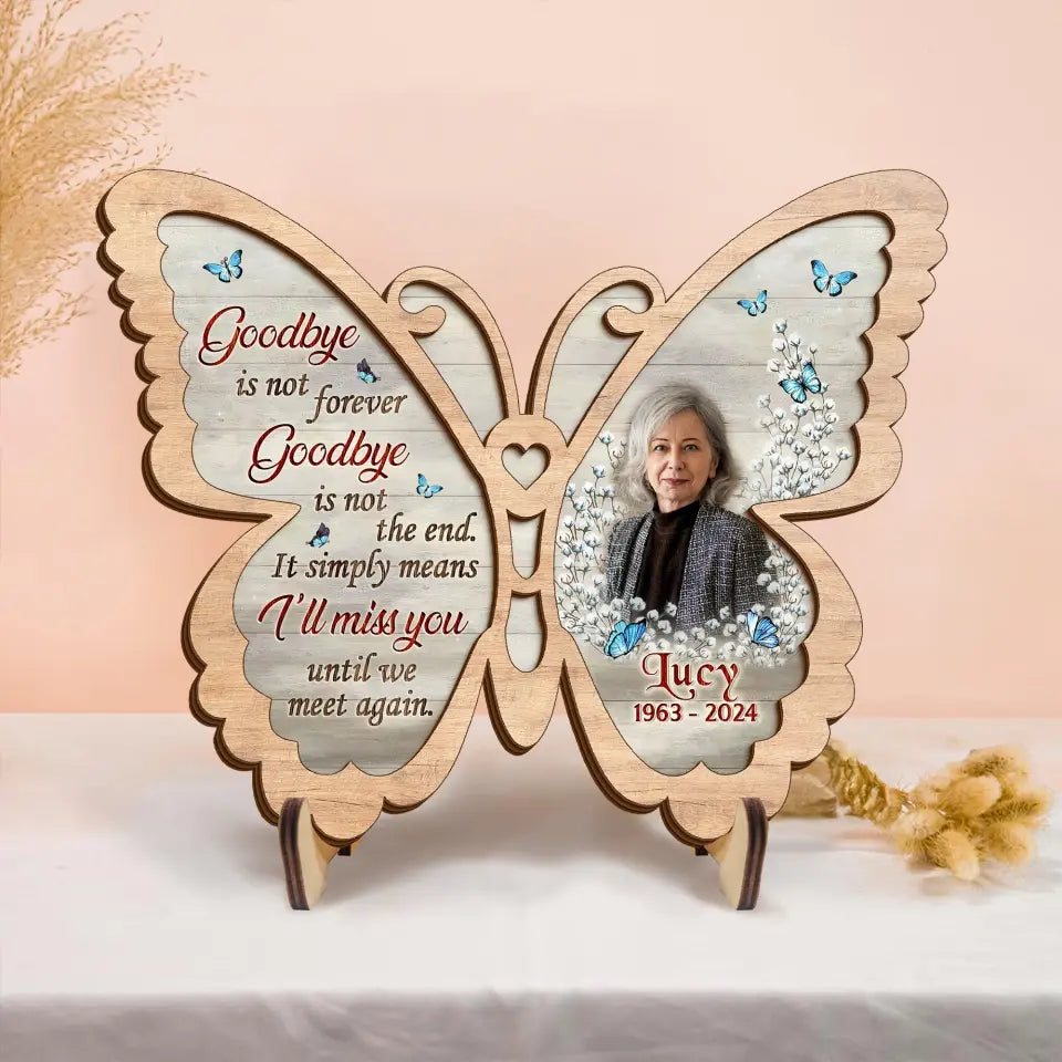 Personalized Memorial Butterfly 2 Layered Wooden Art - Upload Photo - Sympathy Gift For Loss Of Family Member - You Are Loved Beyond Words And Missed Beyond Measure