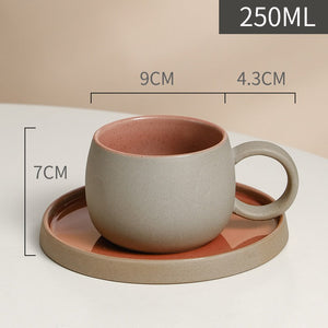 Set of pink cups and saucers