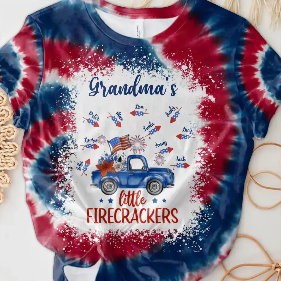 Personalized Grandma's Little Firecrackers AOP T-shirt - Gift Idea For Grandma with up to 10 Kids