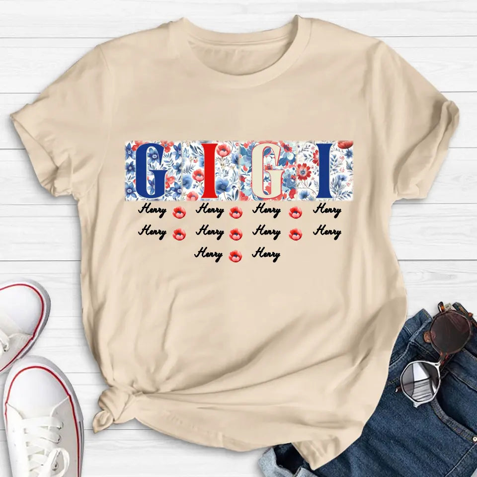 Personalized Gigi T-shirt - Gift Idea From Kids to Gigi/Grandma/4th of July - Custom Names with up to 10 Kids
