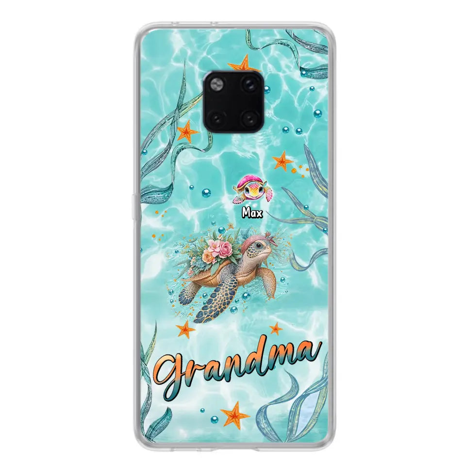 Custom Personalized Grandma Ocean Turtles Phone Case - Gift Idea For Grandma/ Mom - Up to 10 Kids - Case For Xiaomi/ Oppo/ Huawei