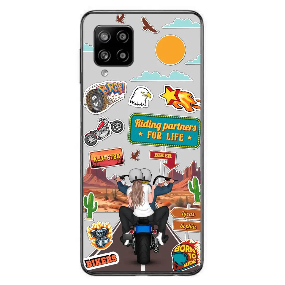 Custom Personalized Motorcycle Couple Phone Case - Gift Idea For Couple/ Husband & Wife/ Bikers - Transparent Phone Case For iPhone/Samsung