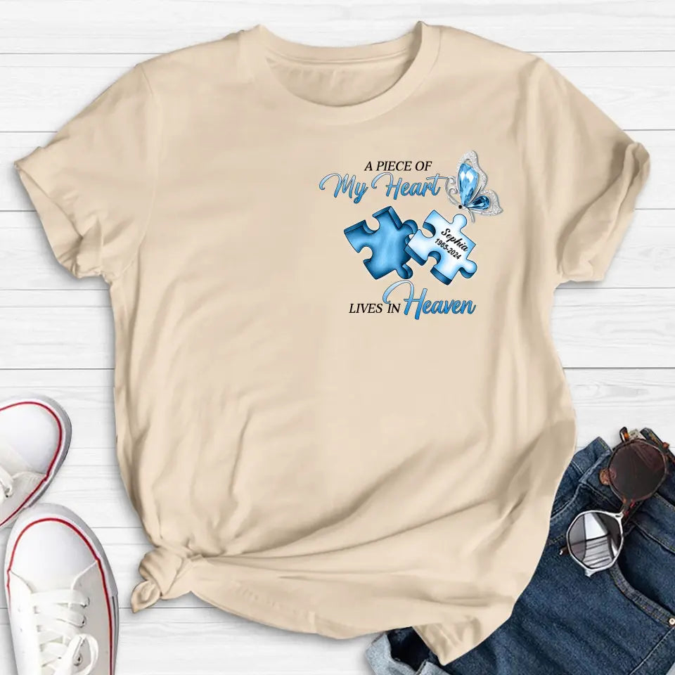 Personalized Ombre Memorial T-Shirt/Hoodie - Memorial Gift Idea - A Piece Of My Heart Lives In Heaven