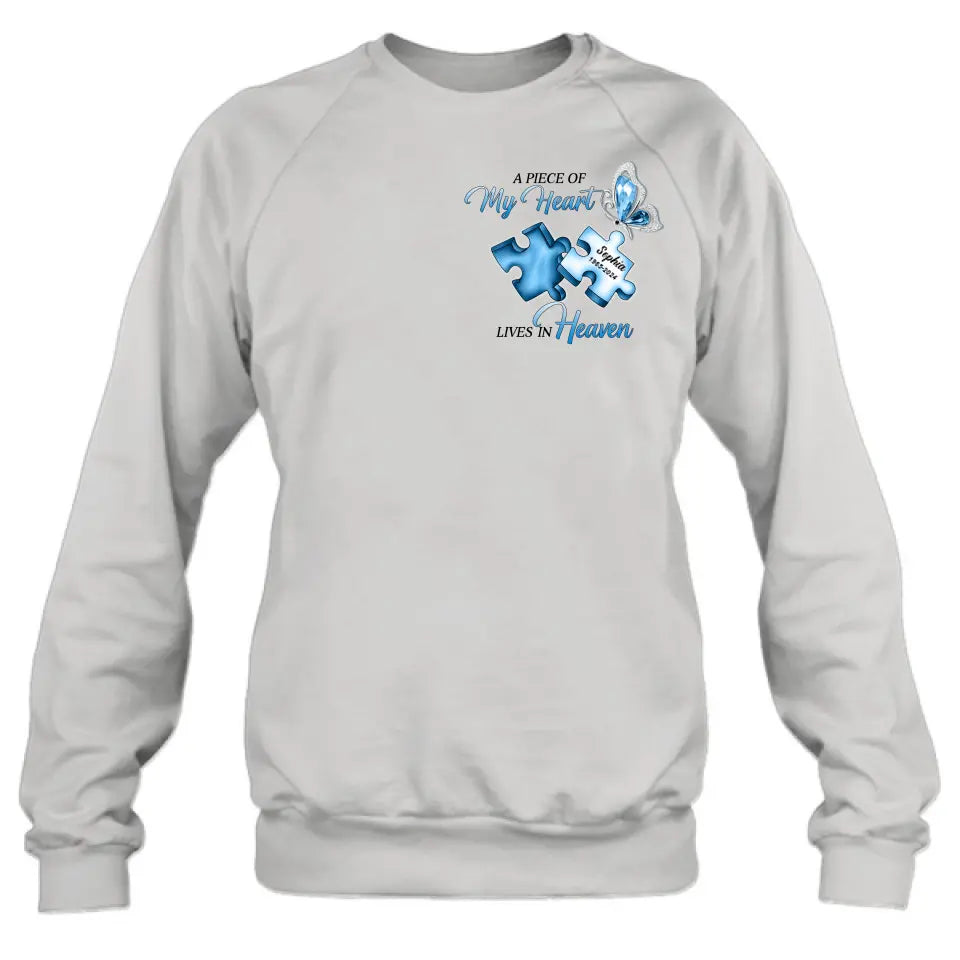 Personalized Ombre Memorial T-Shirt/Hoodie - Memorial Gift Idea - A Piece Of My Heart Lives In Heaven