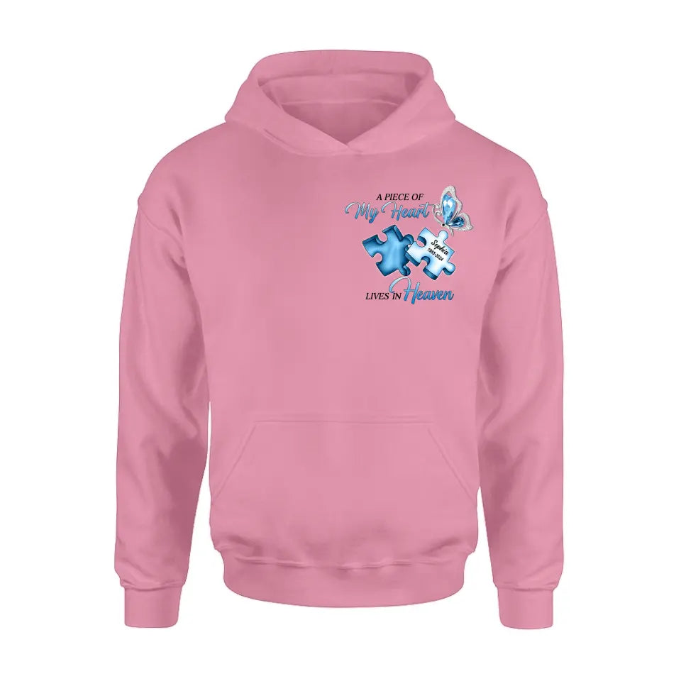 Personalized Ombre Memorial T-Shirt/Hoodie - Memorial Gift Idea - A Piece Of My Heart Lives In Heaven