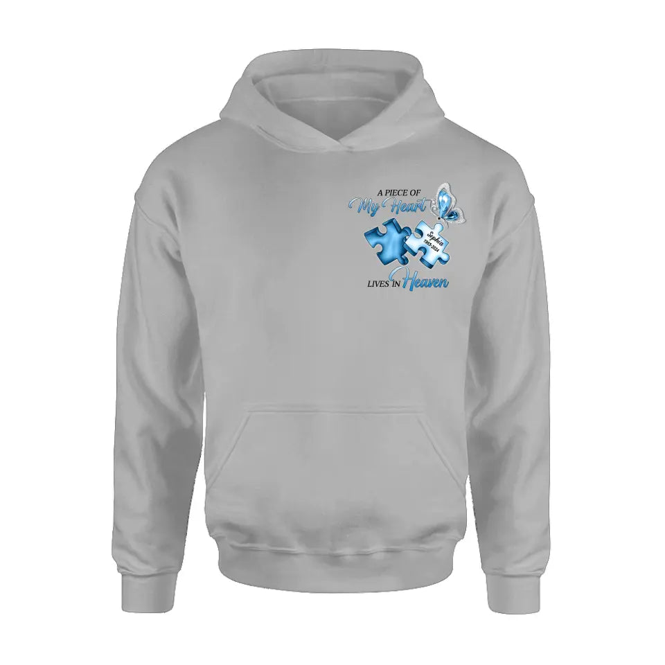 Personalized Ombre Memorial T-Shirt/Hoodie - Memorial Gift Idea - A Piece Of My Heart Lives In Heaven