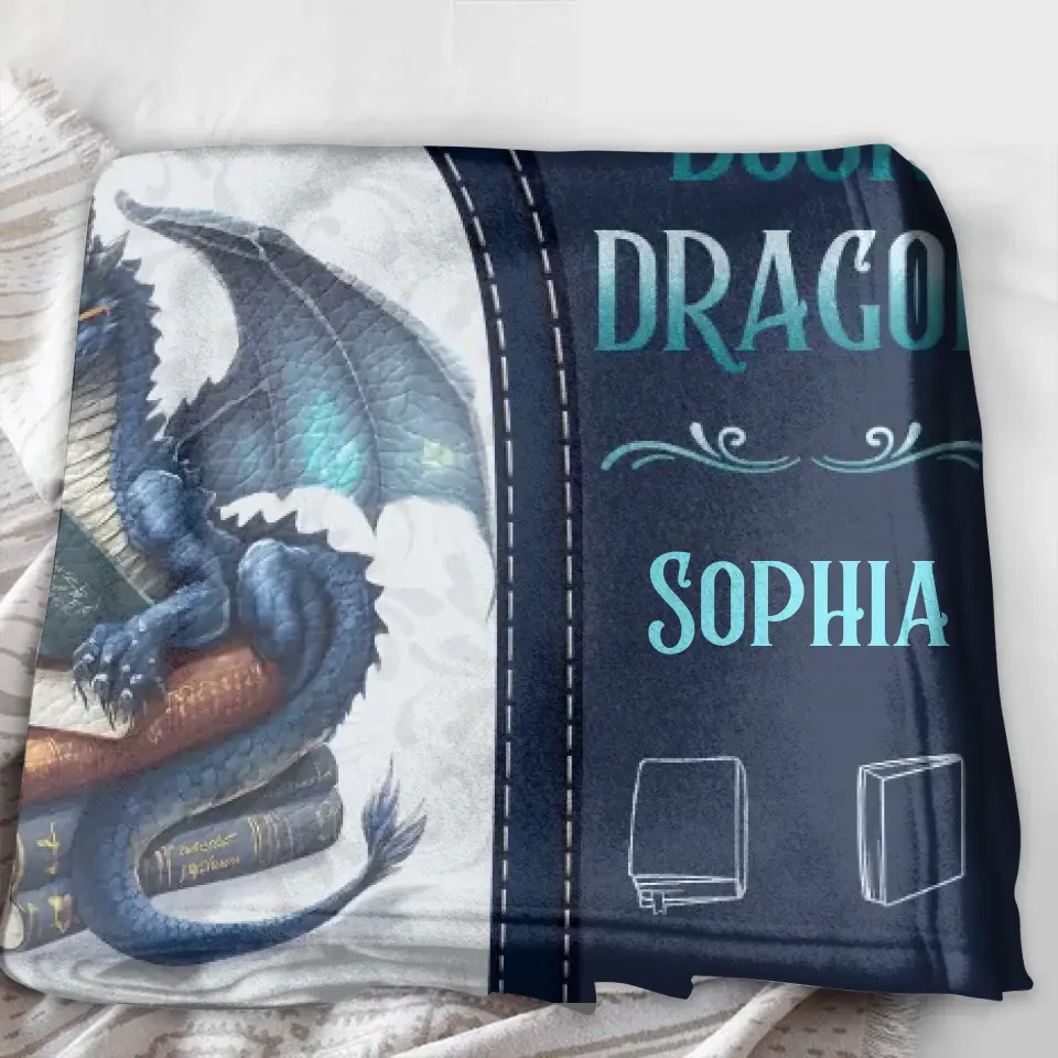 Personalized Book Dragon Quilt/Fleece Throw Blanket - Gift Idea For Book Lover - In A World Of Book Worms Be A Book Dragon