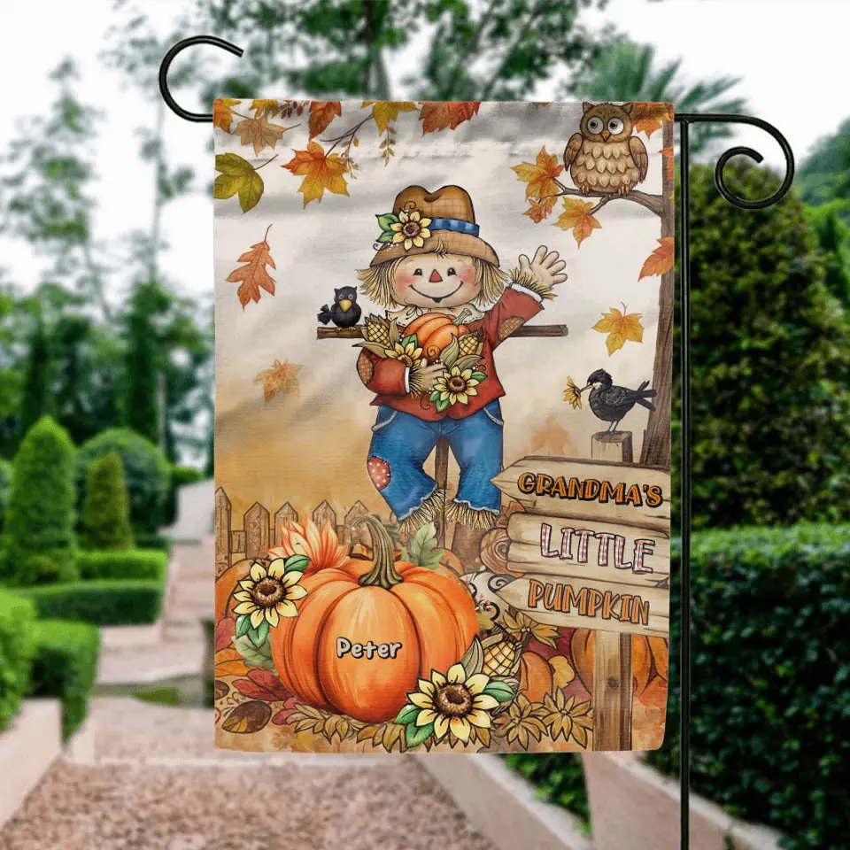 Personalized Grandma's Little Pumpkins Flag Sign - Up to 10 Kids - Gift Idea To Grandma/Mother