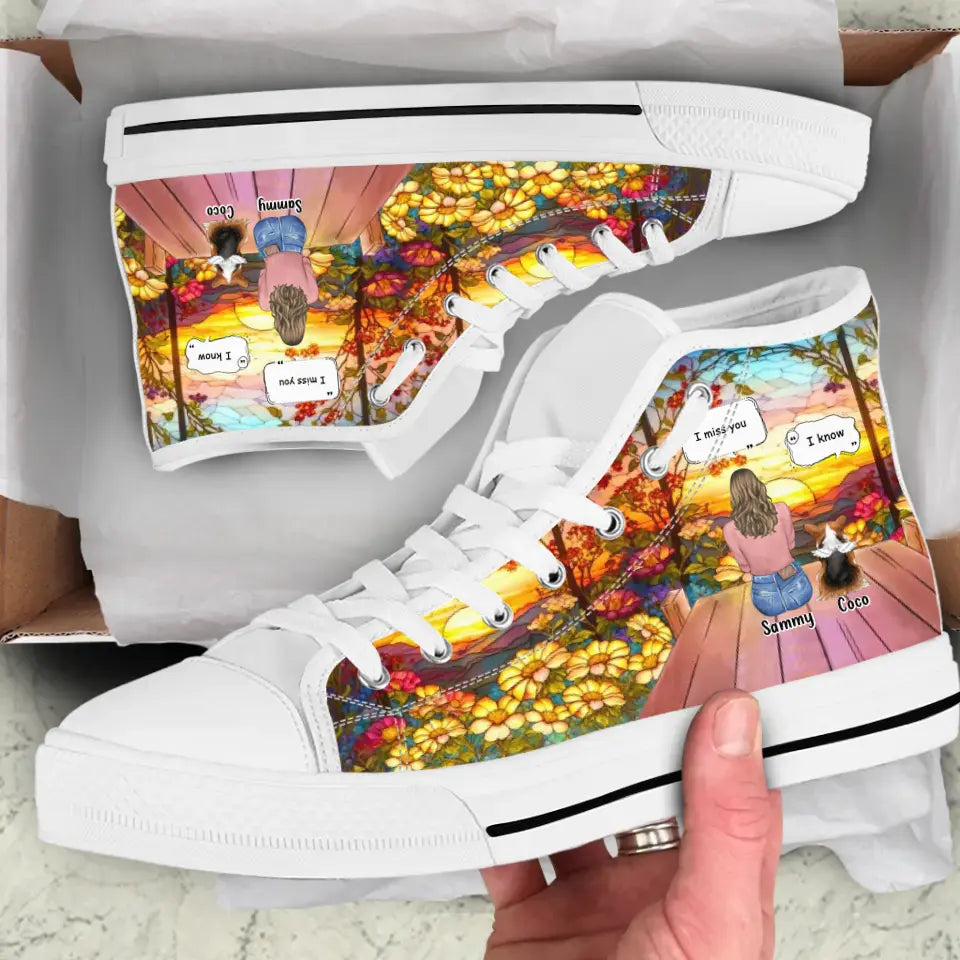 Personalized Memorial Pet High Top Canvas Shoes - Memorial Gift Idea For Dog/Cat/Rabbit Lover - I Miss You