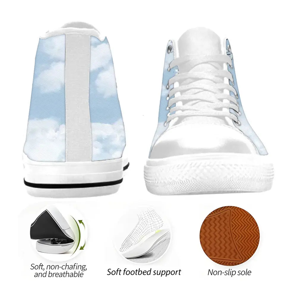 Personalized Memorial Pet High Top Canvas Shoes - Memorial Gift Idea For Dog/Cat/Rabbit Lover - You Left Paw Prints On My Heart