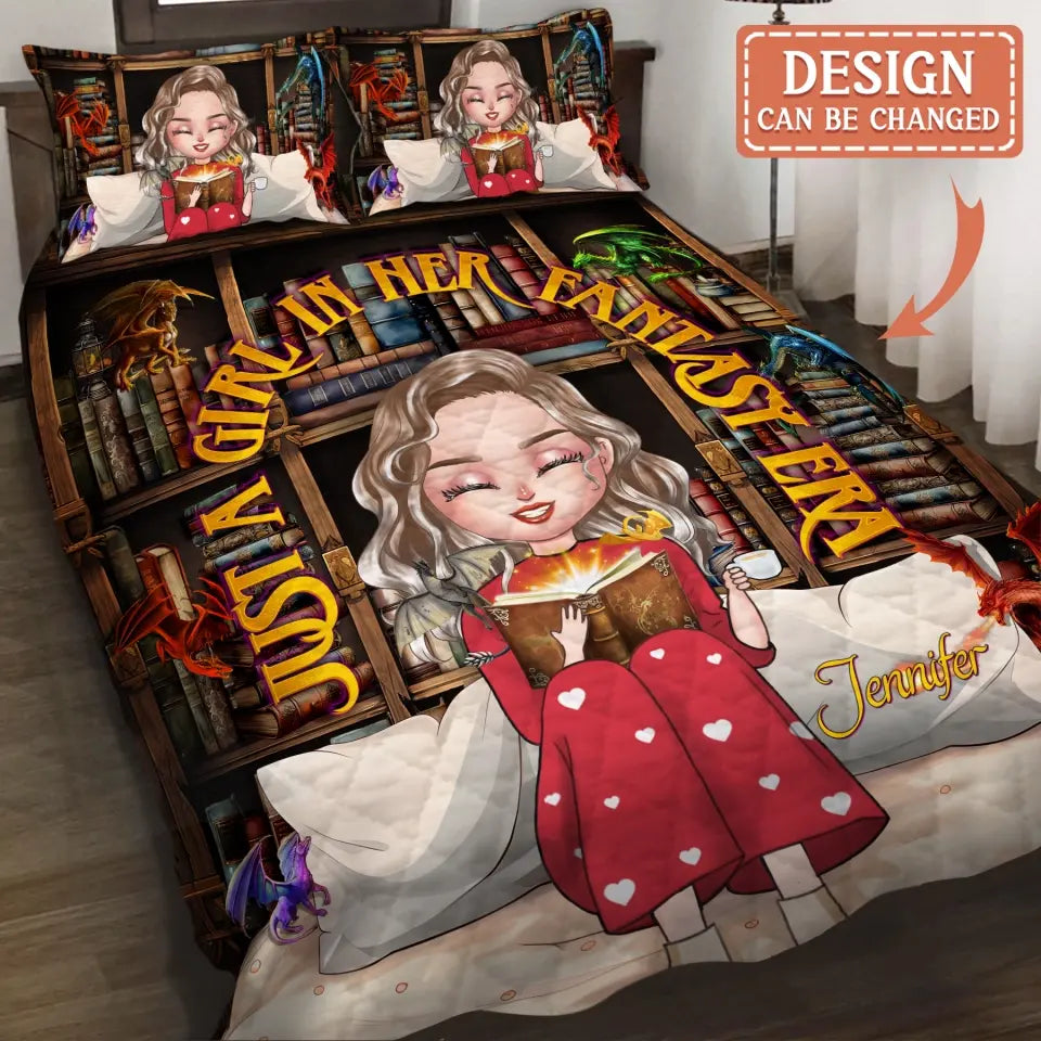 Personalized Fantasy Reading Book Quilt Bed Sets - Gift Idea For Book Lover - Just A Girl In Her Fantasy Era
