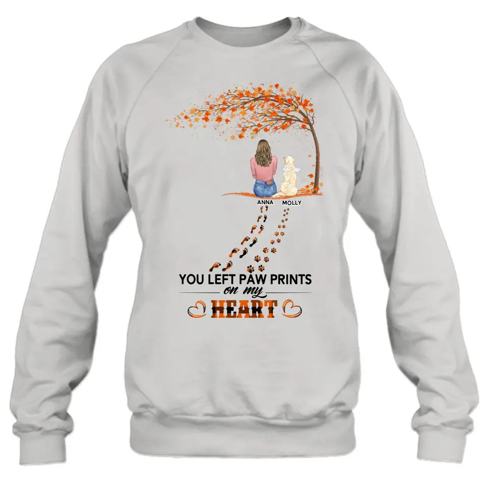 Personalized Memorial Paw Prints Shirt/Hoodie - Memorial Gift For Pet Lover - Up to 6 Dogs/Cats/Rabbits - Never Walk Alone