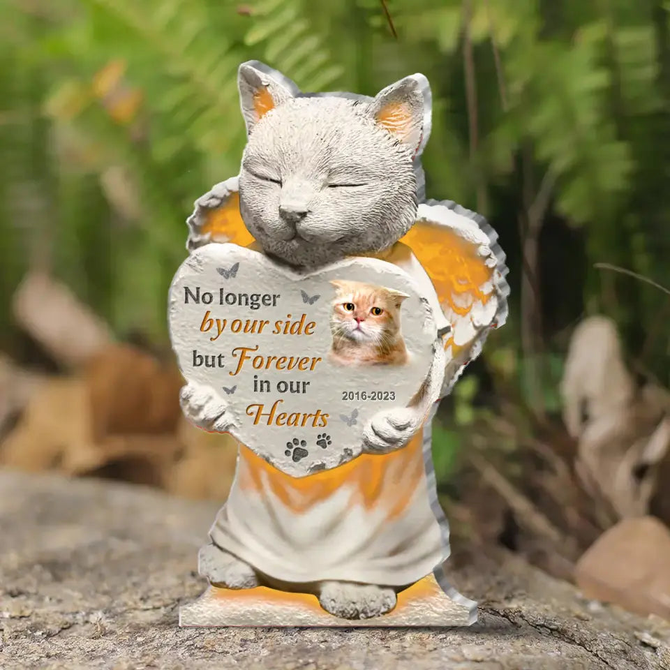 Personalized Memorial Acrylic Plaque - Memorial Gift Idea For Christmas/Cat Lover - Upload Cat Photo - No Longer By Our Side But Forever In Our Hearts