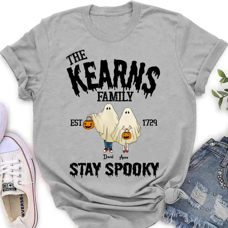 Personalized Spooky Family T-shirt/Long Sleeve/Sweatshirt/Hoodie - Gift Idea For Family/Halloween - Parents/Couple With Up to 3 Kids And 3 Dogs/Cats