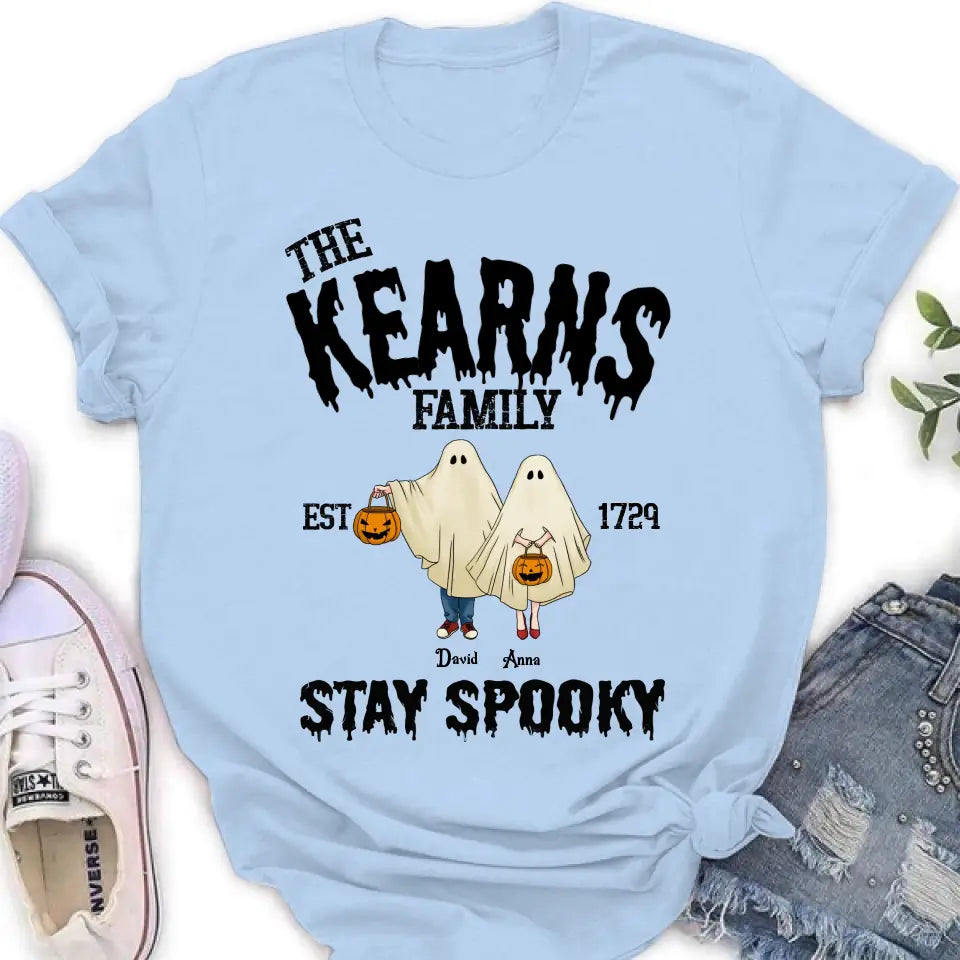 Personalized Spooky Family T-shirt/Long Sleeve/Sweatshirt/Hoodie - Gift Idea For Family/Halloween - Parents/Couple With Up to 3 Kids And 3 Dogs/Cats