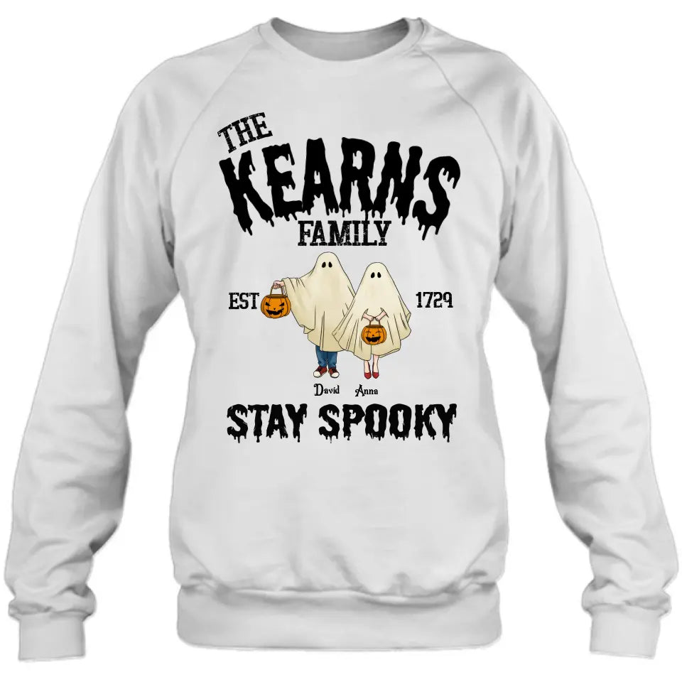 Personalized Spooky Family T-shirt/Long Sleeve/Sweatshirt/Hoodie - Gift Idea For Family/Halloween - Parents/Couple With Up to 3 Kids And 3 Dogs/Cats