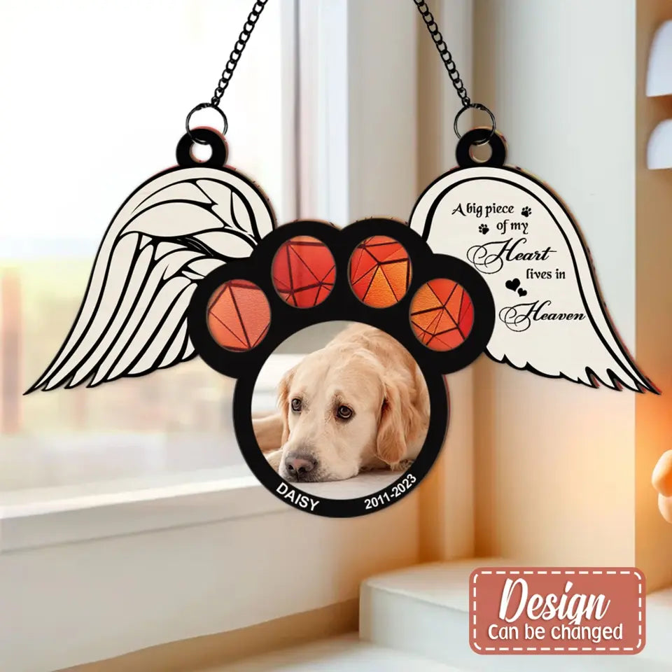 Personalized Dog Paw Hanging Suncatcher Ornament - Memorial Gift Idea For Dog Lover - The Moment Your Heart Stopped Mine Changed Forever